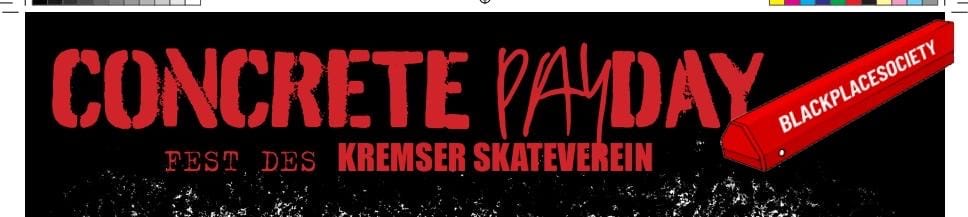 Schriftzug Concrete Payday — Fest des Kremser Skateverein